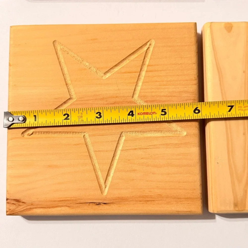 6pc Wooden Sensory Tracing Tiles Montessori Writing Skills Natural Pine Shapes